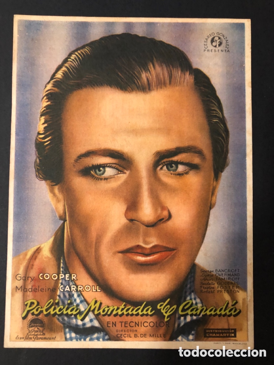 Cine: Programa policia montada del canada Gary Cooper con publicidad cine oriente A12 - Foto 1