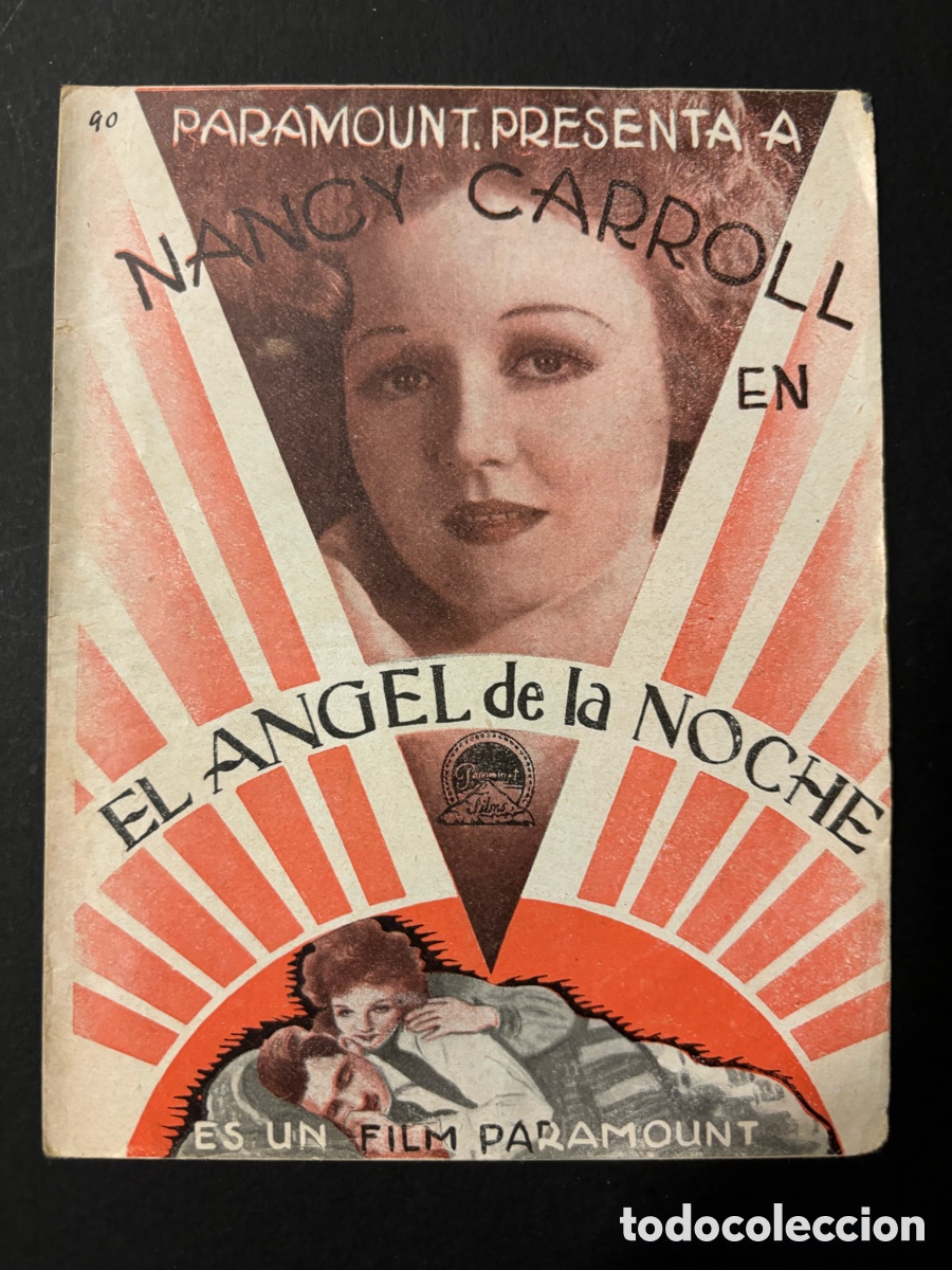 Folhetos de m&atilde;o de filmes antigos de cinema: Programa el &aacute;ngel de la noche nancy carroll con publicidad plaza de toros ideal cinema A12