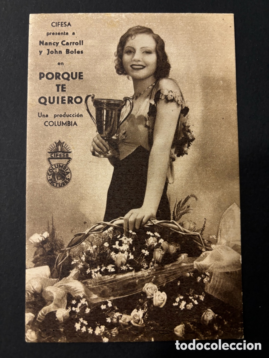 Folhetos de m&atilde;o de filmes antigos de cinema: Programa porque te quiero nancy carroll con publicidad metropol cinema vilassar de Dalt A12
