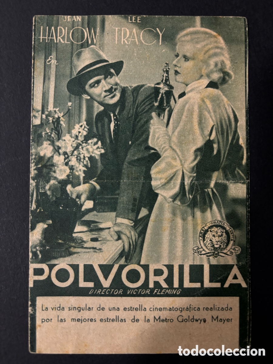 Folhetos de m&atilde;o de filmes antigos de cinema: Programa MGM polvorilla jean Harlow con publicidad cine zorrilla A12