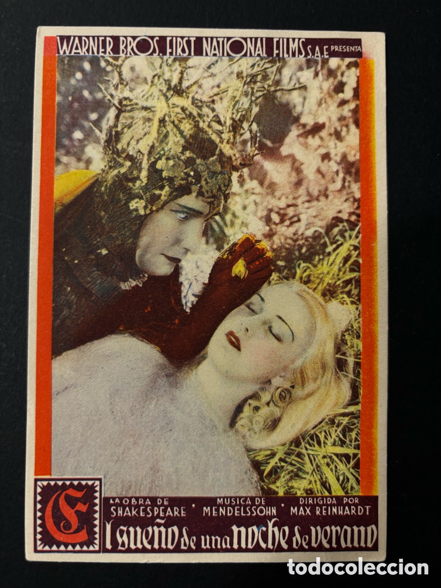 Folhetos de m&atilde;o de filmes antigos de cinema: Programa el sue&ntilde;o de una noche de verano con publicidad cine avenida C&oacute;rdoba A12