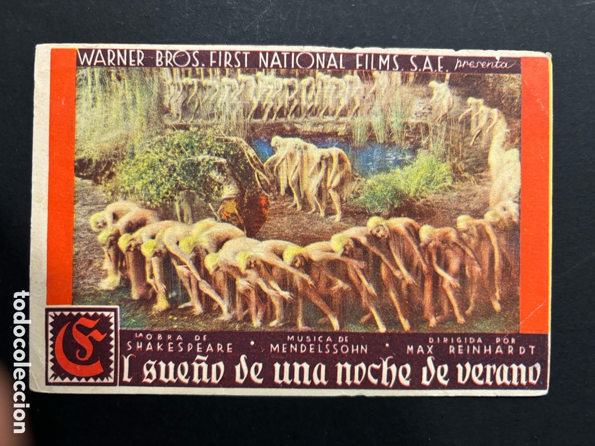 Folhetos de m&atilde;o de filmes antigos de cinema: Programa el sue&ntilde;o de una noche de verano con publicidad cine clave palace A12
