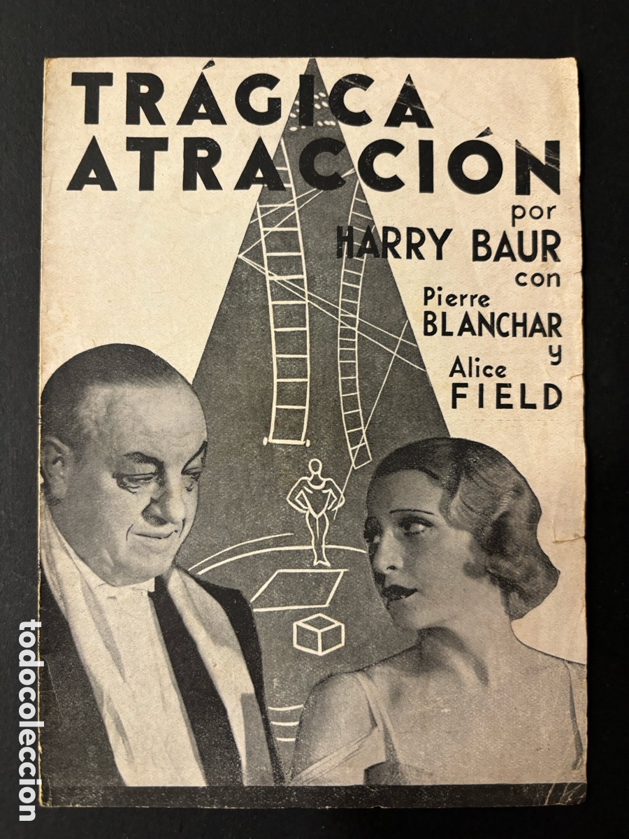 Folhetos de m&atilde;o de filmes antigos de cinema: Programa tr&aacute;gica atracci&oacute;n Harry Baur con publicidad cine casino A12