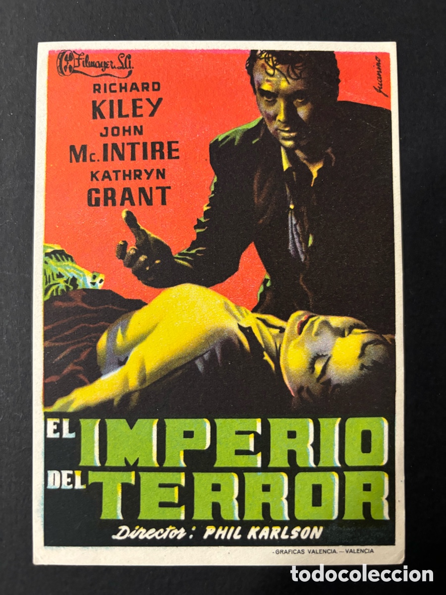 Folhetos de m&atilde;o de filmes antigos de cinema: Programa el imperio del terror Richard kiley con publicidad cine banda primitiva Liria A12