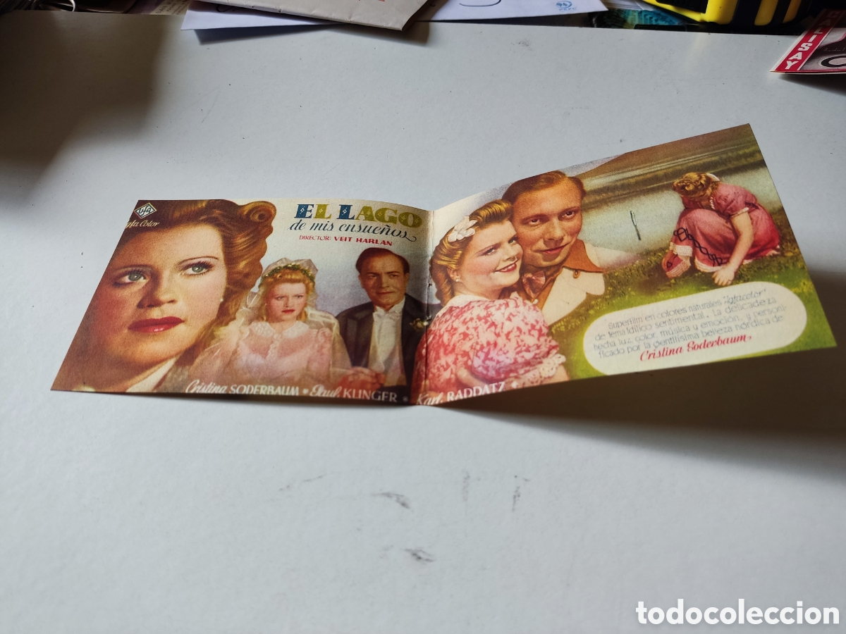 Folhetos de m&atilde;o de filmes antigos de cinema: Folleto de cine El Lago de mis ensue&ntilde;os, Cristina Soderbaum, Paul Klinger y Karl Raddatz