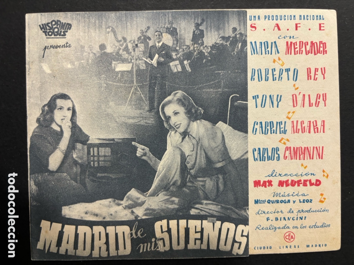 Folhetos de m&atilde;o de filmes antigos de cinema: Programa Madrid de mis sue&ntilde;os maria mercader cinema proyecciones A3