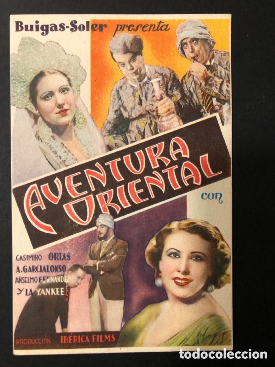 Folhetos de m&atilde;o de filmes antigos de cinema: Programa tarjeta aventura oriental Casimiro ortas con publicidad cinema catalu&ntilde;a A3