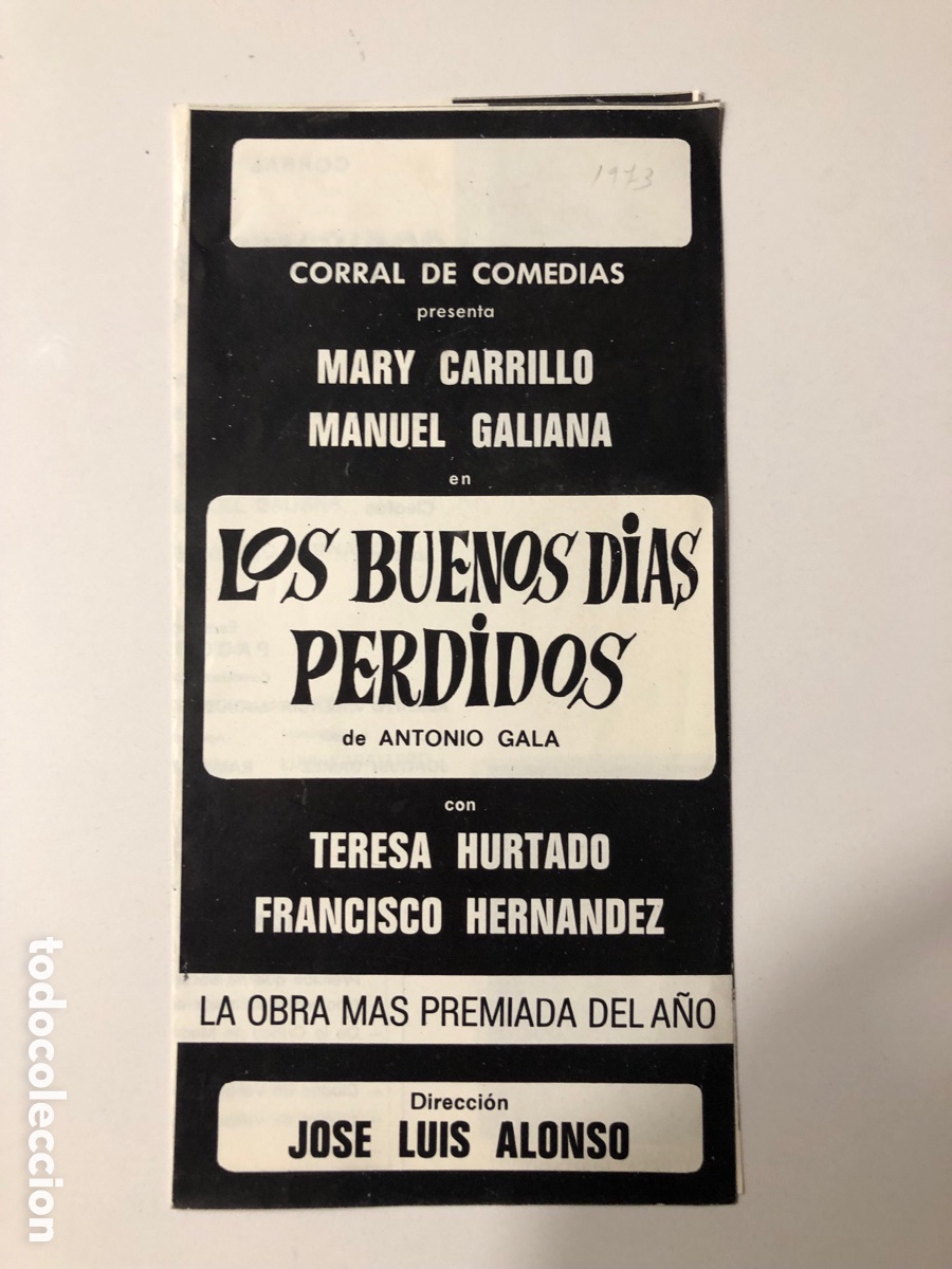 Folhetos de m&atilde;o de filmes antigos de cinema: Programa corral de las comedias los buenos d&iacute;as perdidos Mary carrillo teresa hurtado Galiana 11
