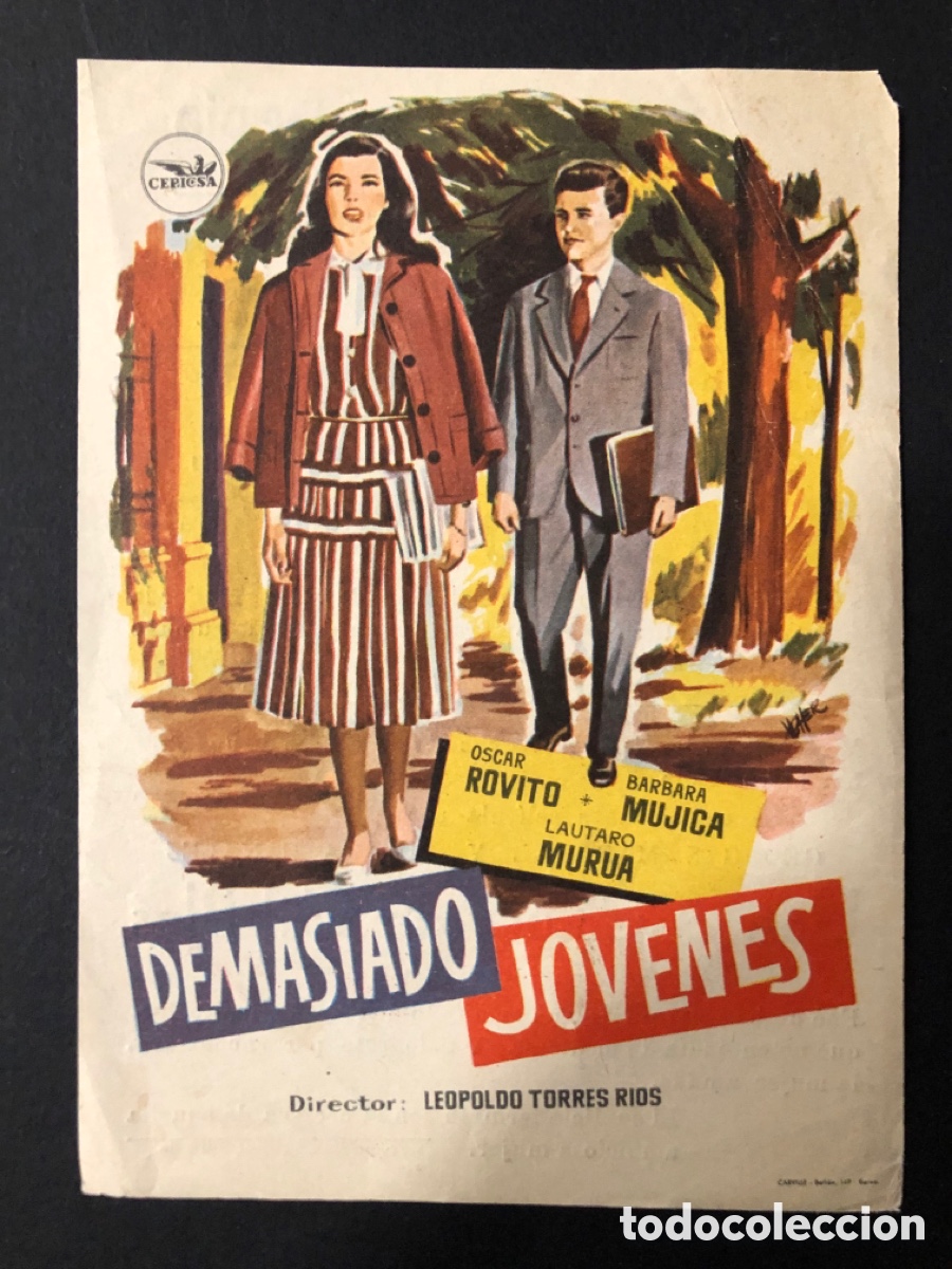 Folhetos de m&atilde;o de filmes antigos de cinema: Programa demasiado j&oacute;venes oscar rovito con publicidad teatro circo denia A3