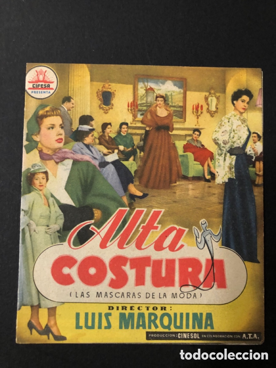 Folhetos de m&atilde;o de filmes antigos de cinema: Programa Cifesa alta costura mar&iacute;a Mart&iacute;n con publicidad cine cord&oacute;n Burgos A3