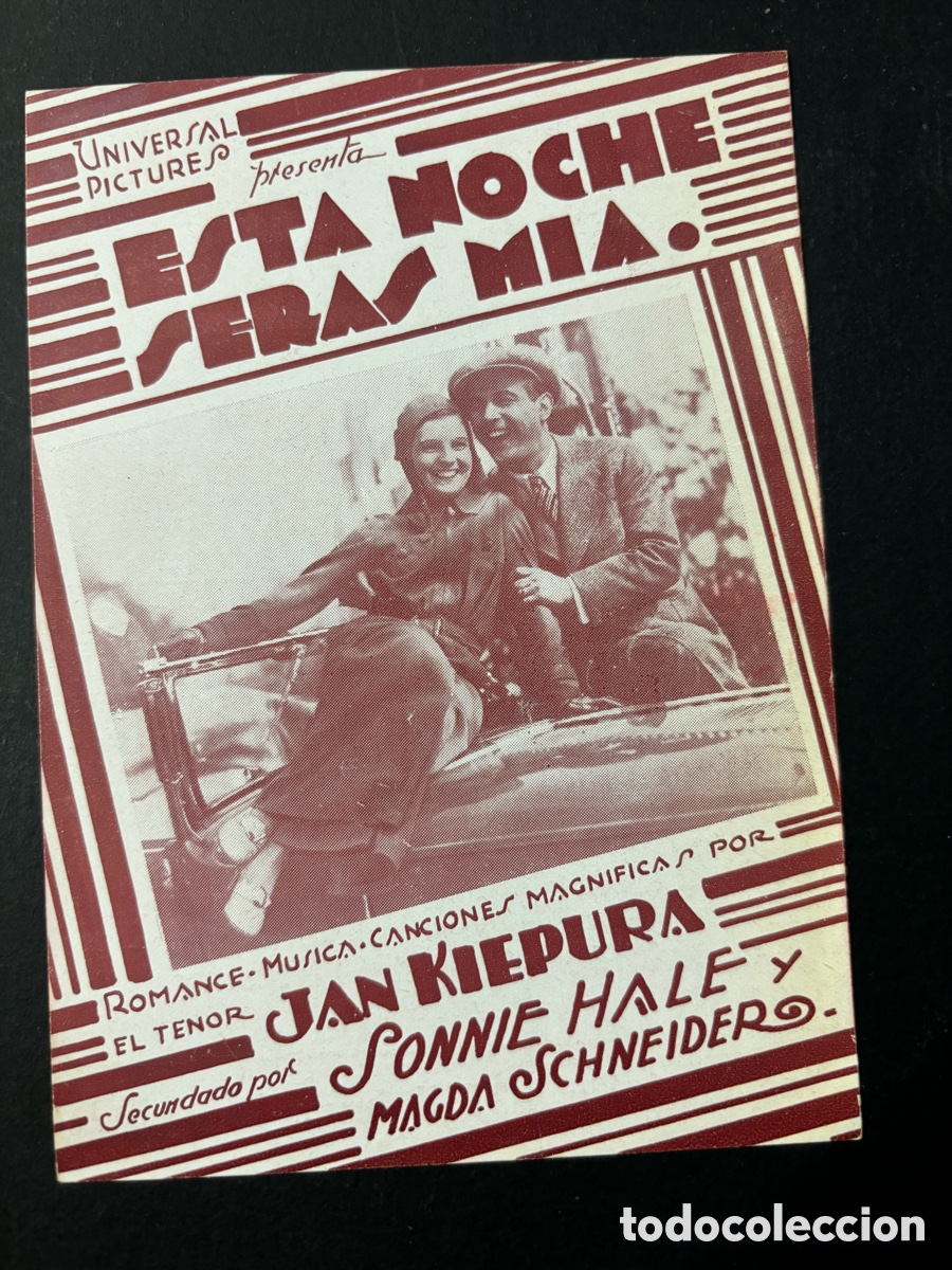 Folhetos de m&atilde;o de filmes antigos de cinema: Programa uruguayo esta noche ser&aacute;s m&iacute;a Jan kiepura magda Schneider A12