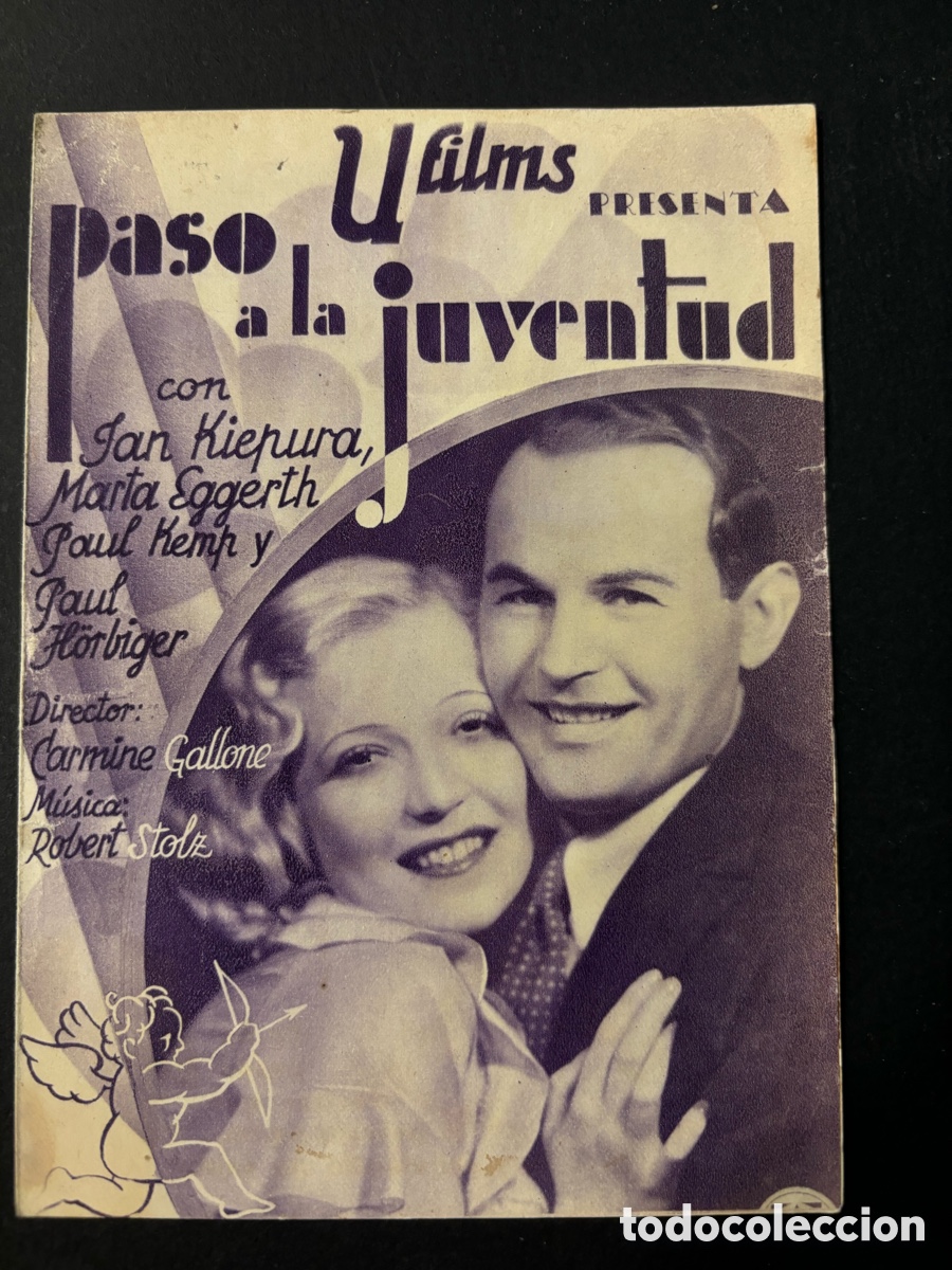 Folhetos de m&atilde;o de filmes antigos de cinema: Programa paso a la juventud Jan kiepura Marta eggerth publicidad cine popular vilassar de dalt A12