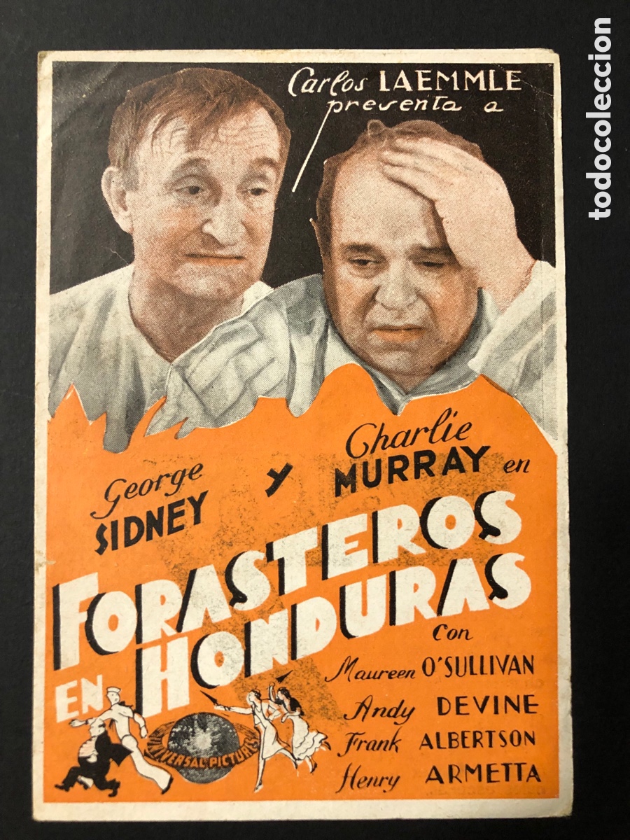 Folhetos de m&atilde;o de filmes antigos de cinema: Programa forasteros en honduras George Sidney con publicidad novedades cinema valencia A12