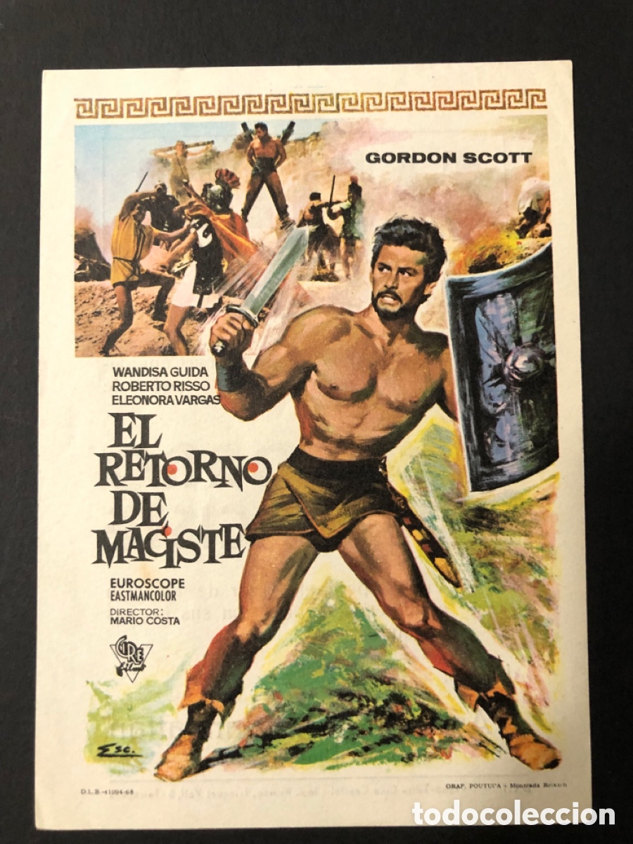Folhetos de m&atilde;o de filmes antigos de cinema: Programa el retorno de maciste Gordon scott con publicidad cine capitol tarragona A12