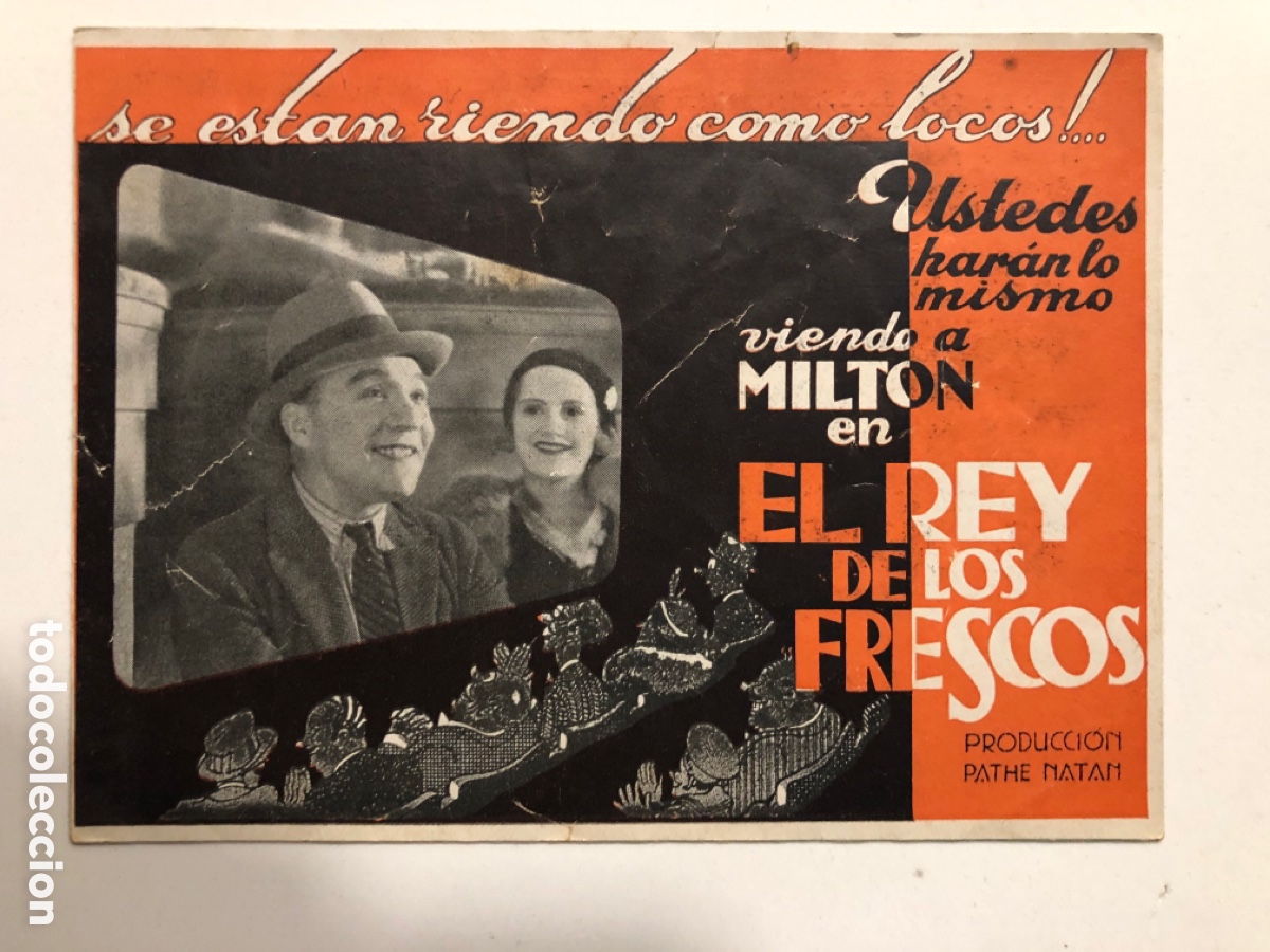 Folhetos de m&atilde;o de filmes antigos de cinema: Programa el rey de los frescos georges Milton con publicidad cinema casino de Gava A12