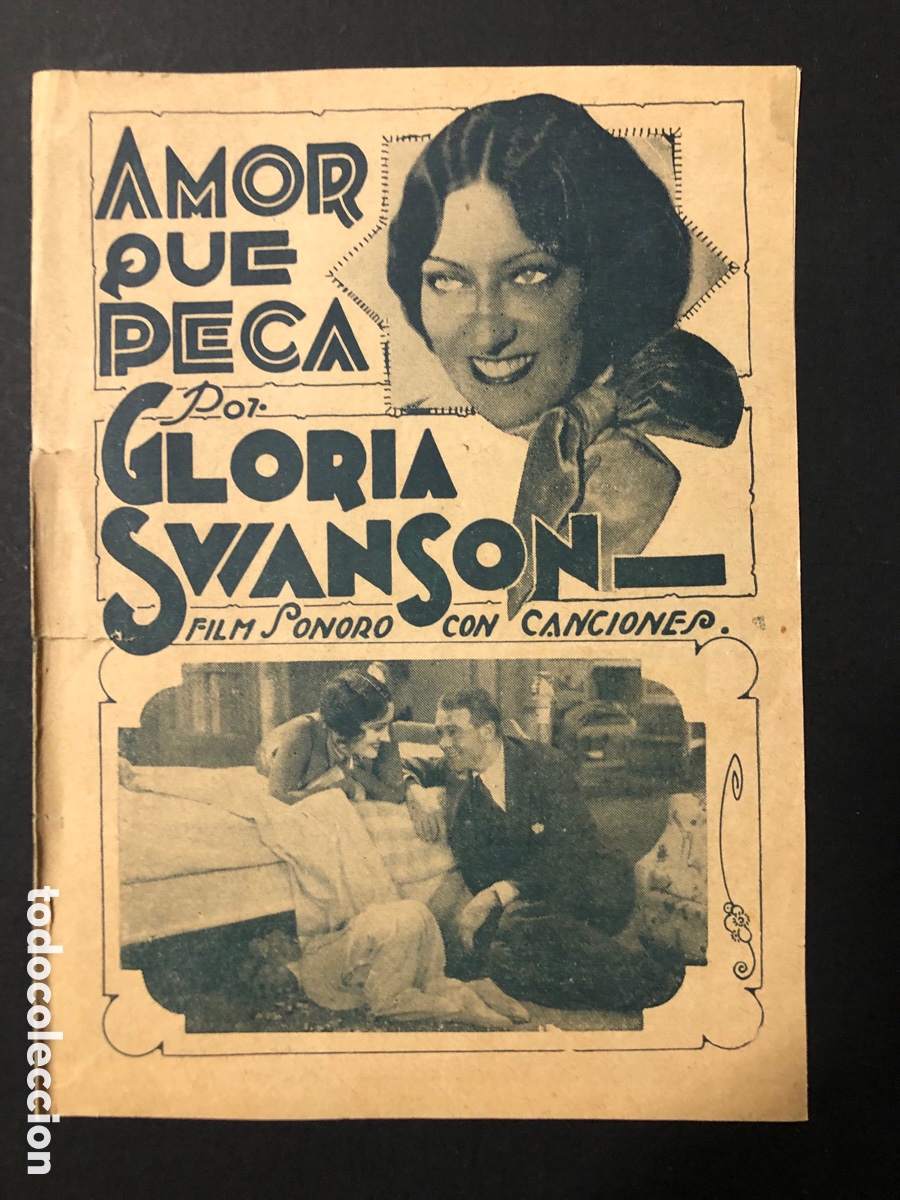 Folhetos de m&atilde;o de filmes antigos de cinema: Programa uruguayo amor que peca gloria swanson A12