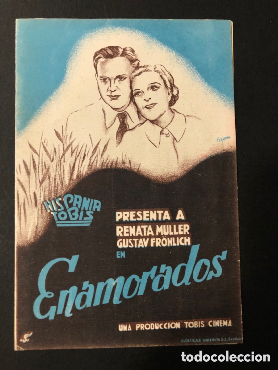 Folhetos de m&atilde;o de filmes antigos de cinema: Programa enamorados Renate M&uuml;ller con publicidad cine Gades cadiz A12