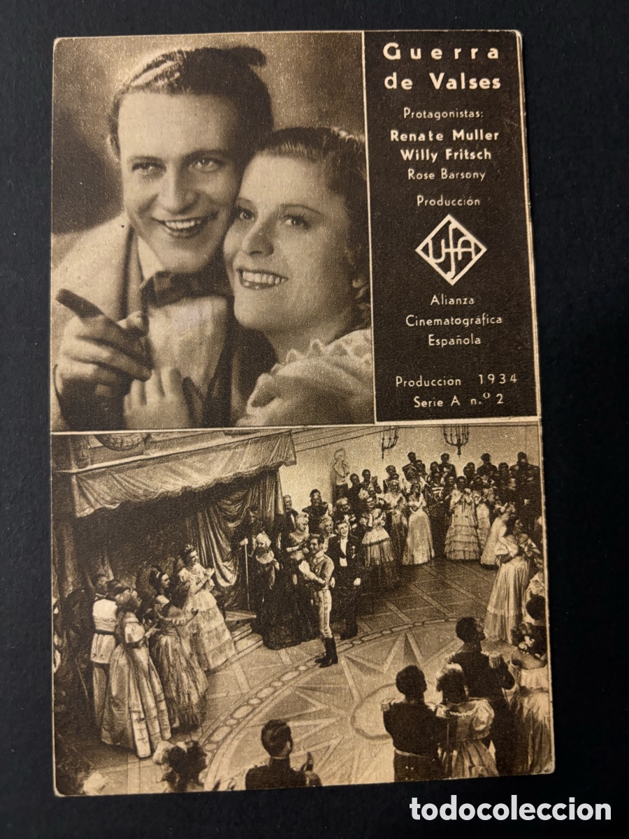 Folhetos de m&atilde;o de filmes antigos de cinema: Programa guerra de valses Renate M&uuml;ller con publicidad cinema teatre sala merce Arenys de Mar A12