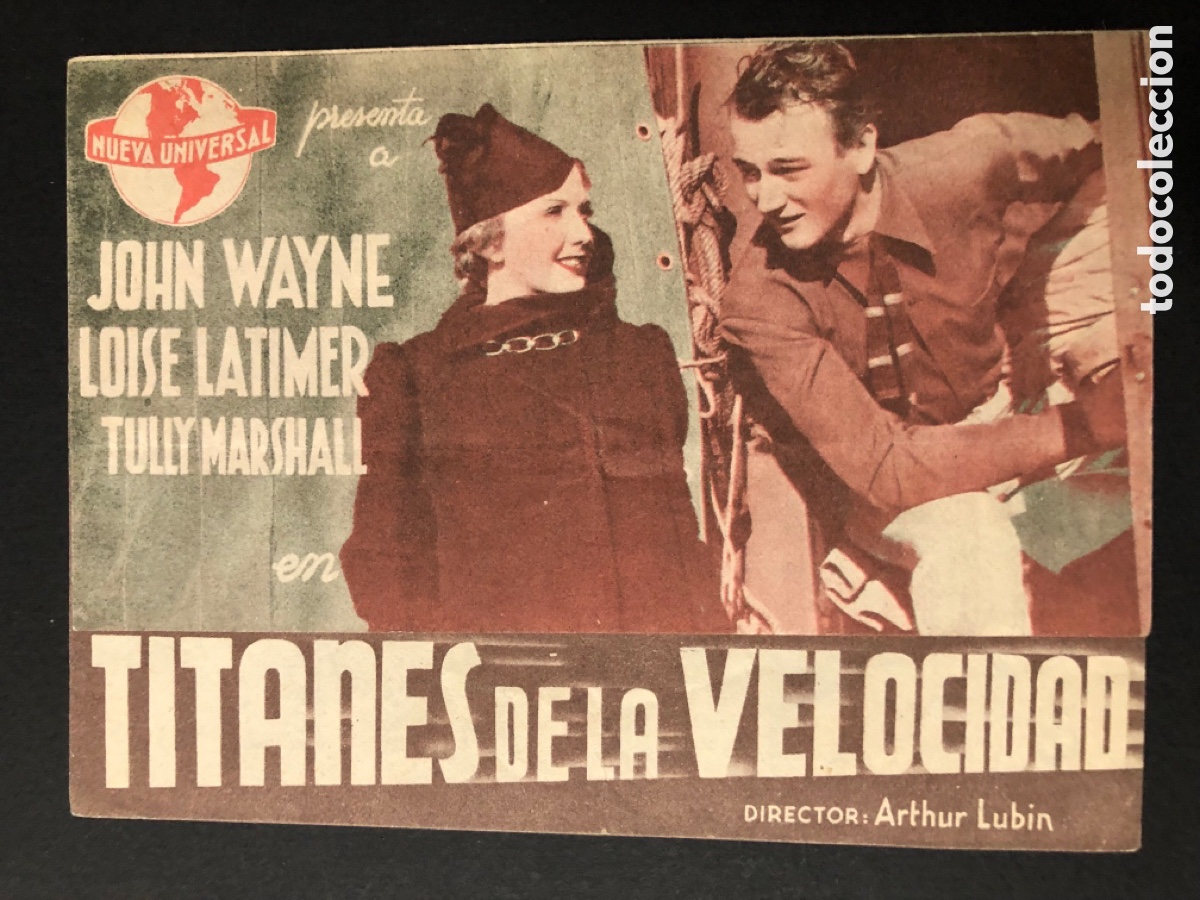 Folhetos de m&atilde;o de filmes antigos de cinema: Programa titanes de la velocidad john wayne con publicidad gran teatro lugo A12