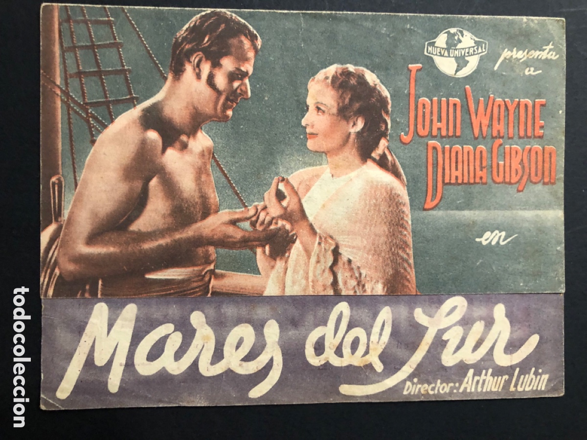Folhetos de m&atilde;o de filmes antigos de cinema: Programa mares del sur john wayne con publicidad cinema levante valencia A12