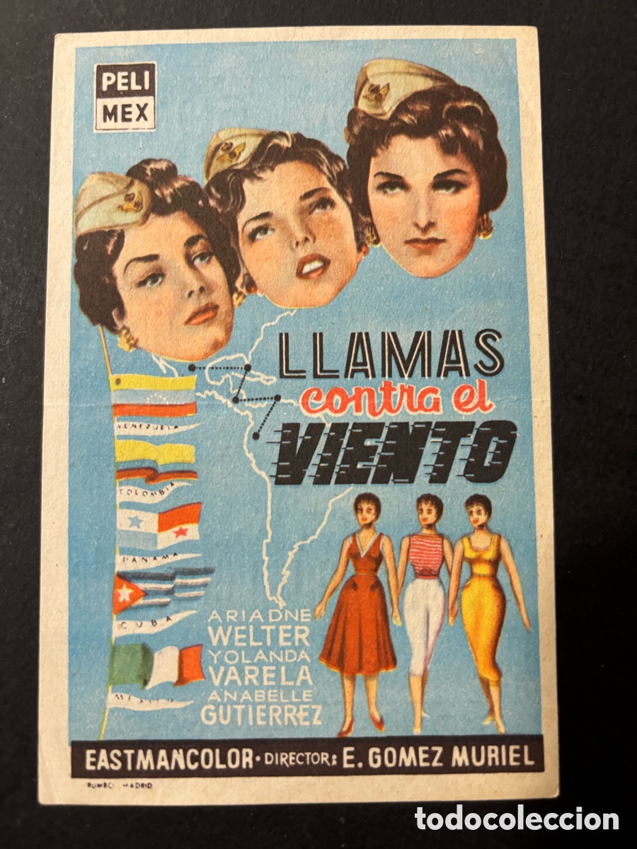 Folhetos de m&atilde;o de filmes antigos de cinema: Programa llamas contra el viento ariadne welter con publicidad cinema Goya Alcoy A12