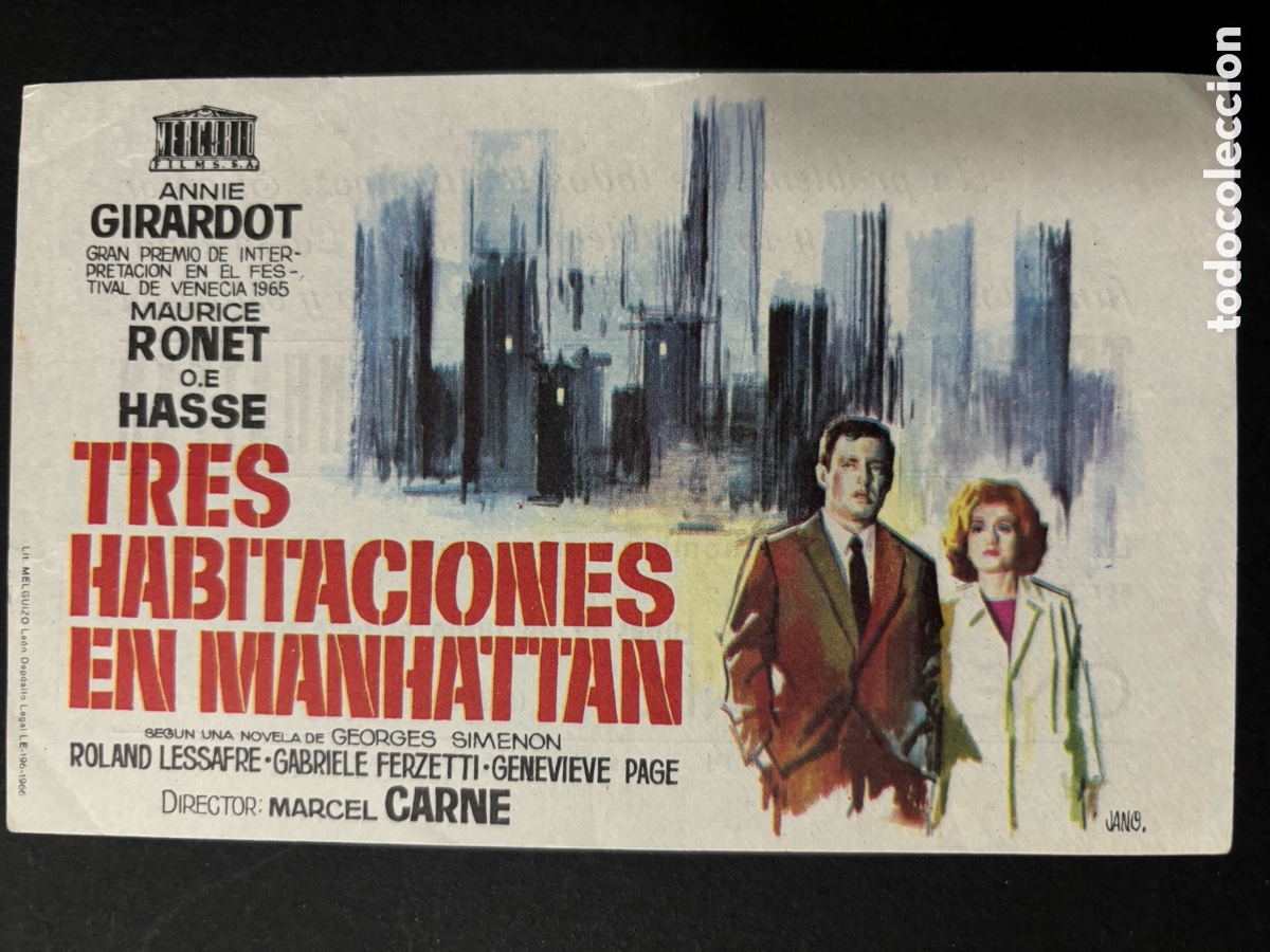Cine: Programa tres habitaciones en Manhattan annie girardot con publicidad cine Albeniz malaga A12
