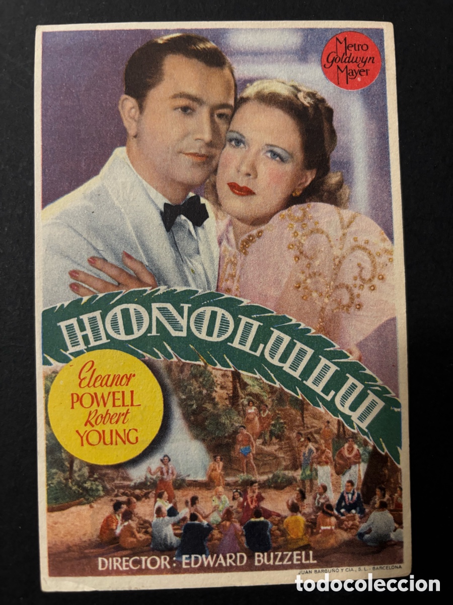 Folhetos de m&atilde;o de filmes antigos de cinema: Programa Honolulu eleanor powell con publicidad cine l&iacute;rico Valencia A12