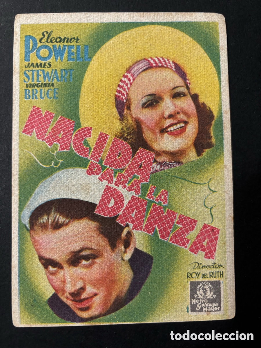 Folhetos de m&atilde;o de filmes antigos de cinema: Programa nacida para la danza eleanor powell con publicidad cine ideal A12