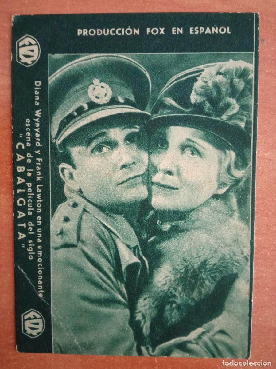 Folhetos de m&atilde;o de filmes antigos de cinema: CABALGATA, DIANA WYNYARD, MUNDIAL CINE, 1934