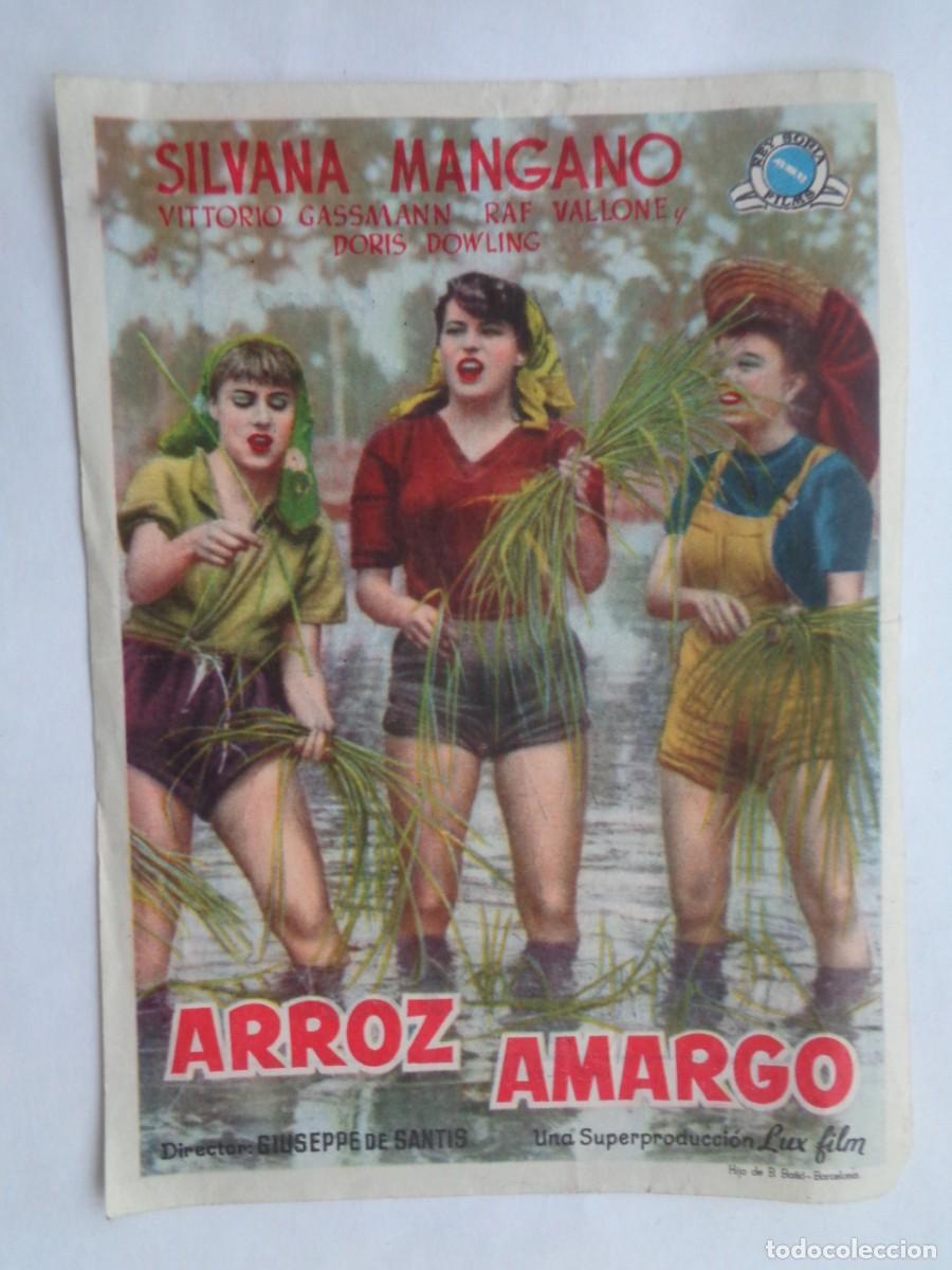 Folhetos de m&atilde;o de filmes antigos de cinema: FOLLETO DE MANO DE LA PELICULA &uml; ARROZ AMARGO &uml; DEL CINE IMPERIAL DE SEVILLA , A&Ntilde;OS 50