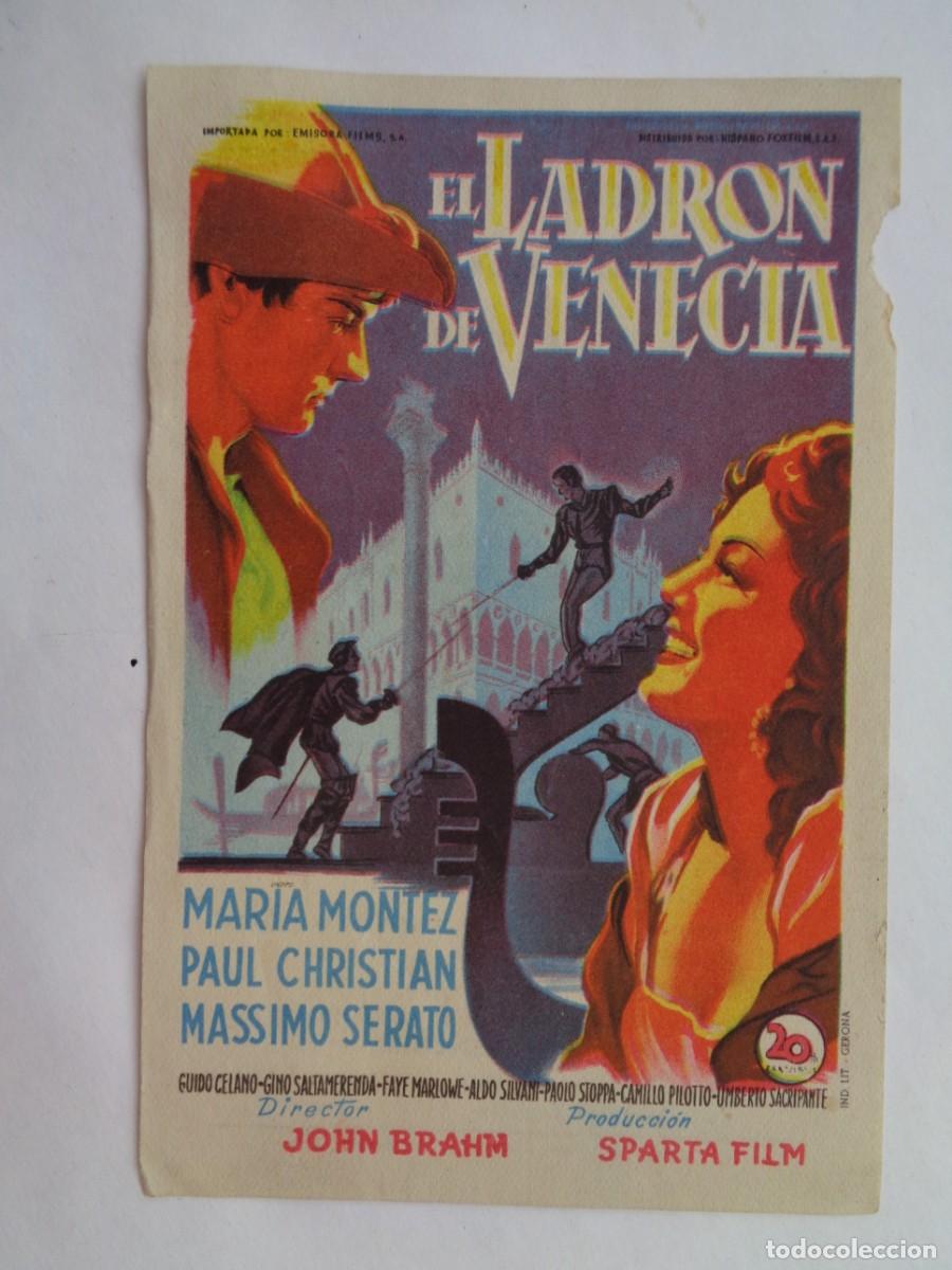 Folhetos de m&atilde;o de filmes antigos de cinema: FOLLETO DE MANO DE LA PELICULA &uml; EL LADRON DE VENECIA &uml; DEL CINE SUR DE SEVILLA , A&Ntilde;OS 50