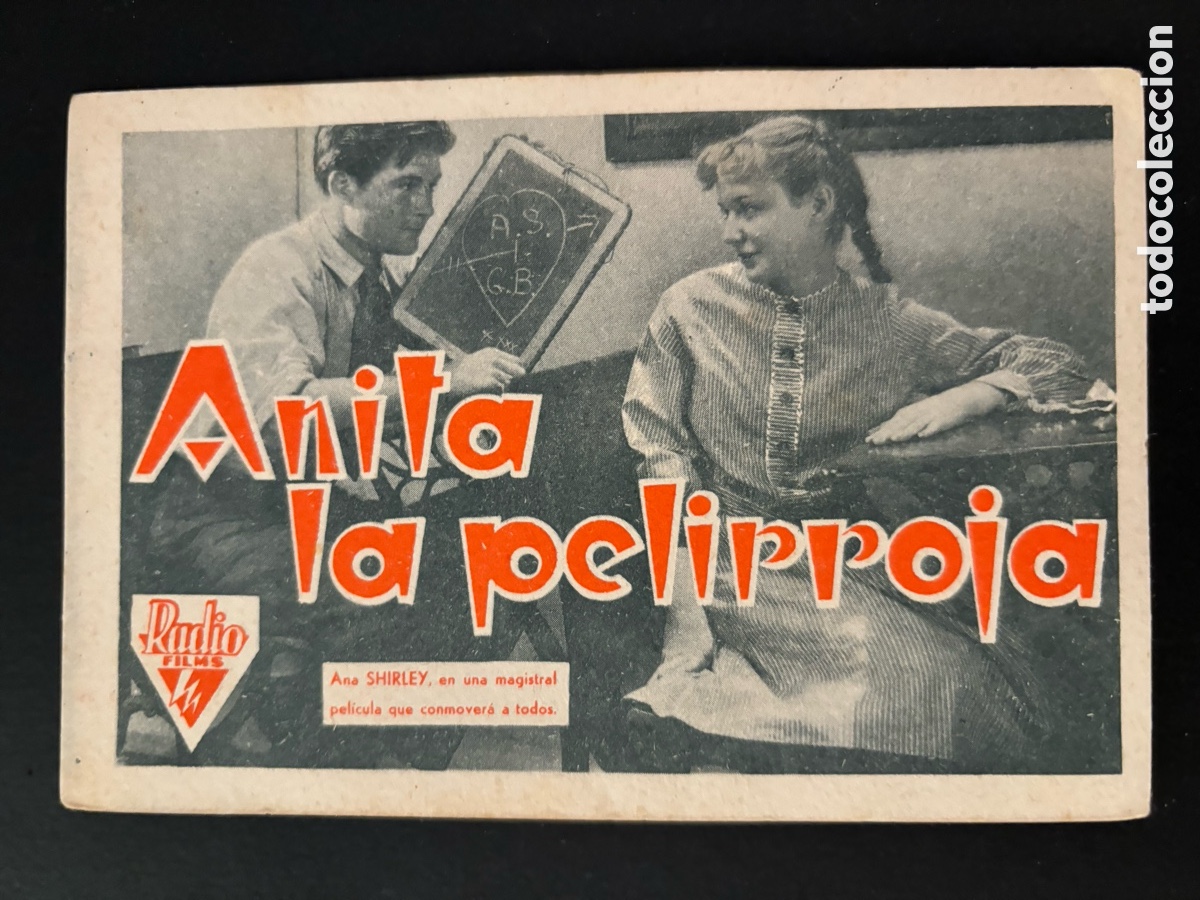 Folhetos de m&atilde;o de filmes antigos de cinema: Programa Radio films Anita la pelirroja Anne Shirley A12