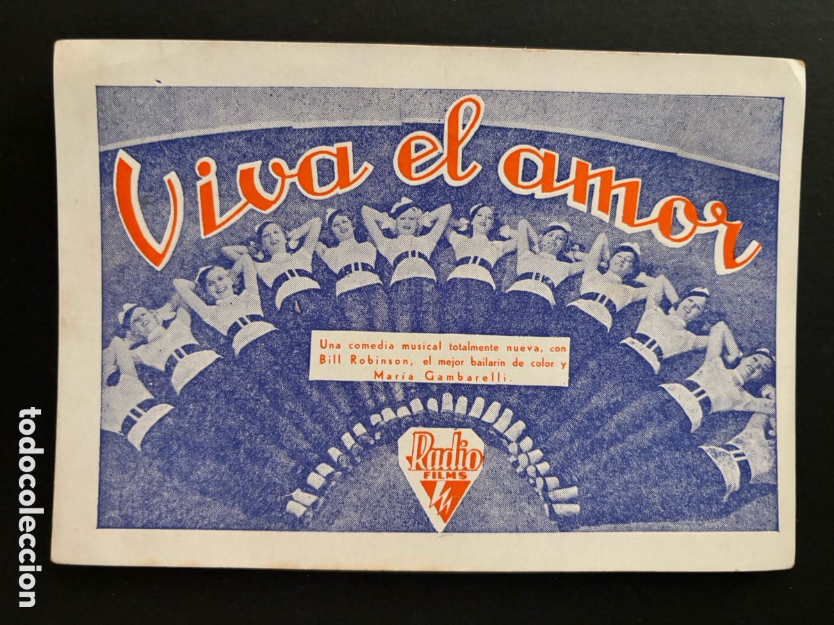 Folhetos de m&atilde;o de filmes antigos de cinema: Programa tarjeta Radio films viva el amor Bill Robinson A12