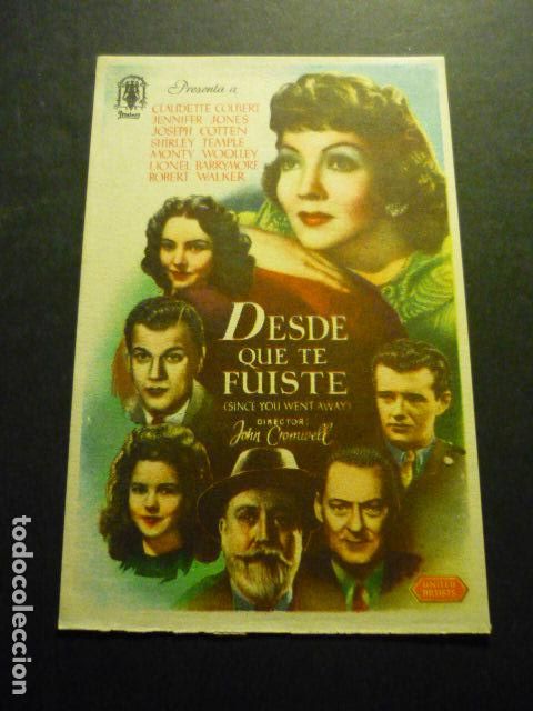  Flyers Publicitaires de films Anciens: DESDE QUE TE FUISTE PROGRAMA DE CINE SIN PUBLICIDAD