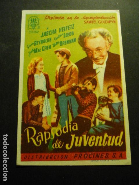  Flyers Publicitaires de films Anciens: RAPSODIA DE JUVENTUD PROGRAMA DE CINE SIN PUBLICIDAD