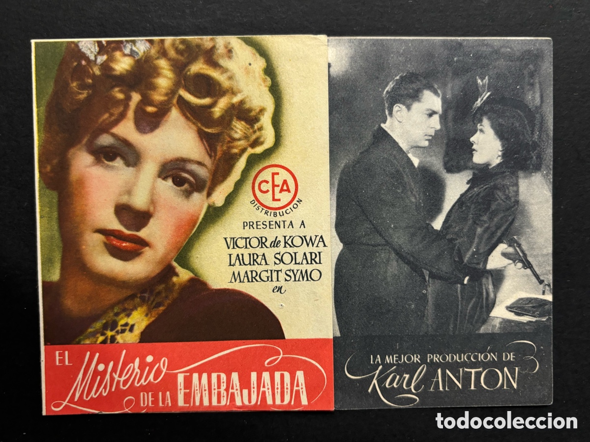 Kino: Programa el misterio de la embajada Victor de kowa con publicidad cine alkazar A12