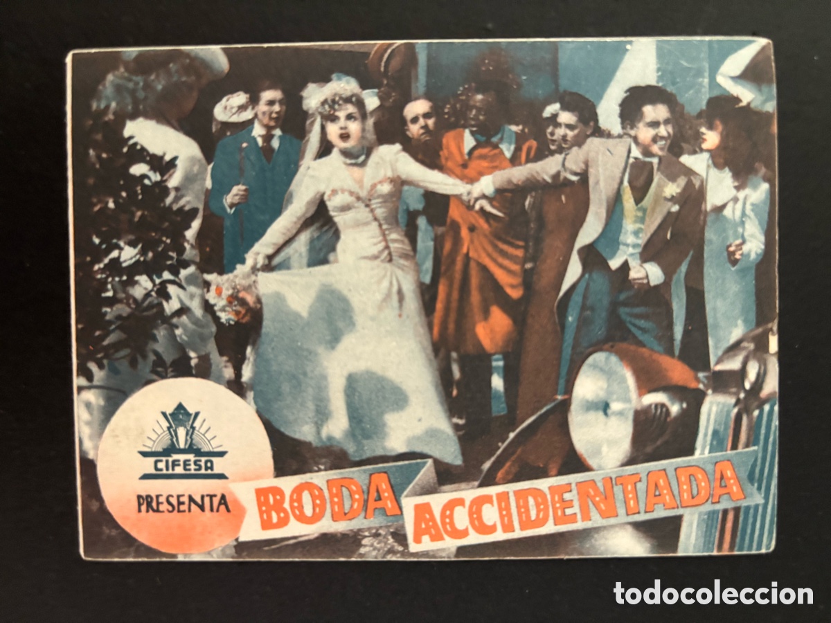  Flyers Publicitaires de films Anciens: Programa boda accidentada Mercedes vecino con publicidad cine Rialto Madrid A3