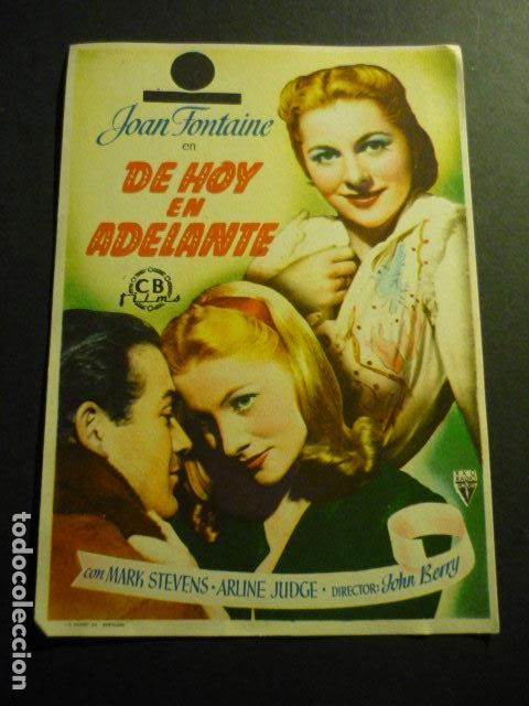  Flyers Publicitaires de films Anciens: DE HOY EN ADELANTE PROGRAMA DE CINE SIN PUBLICIDAD