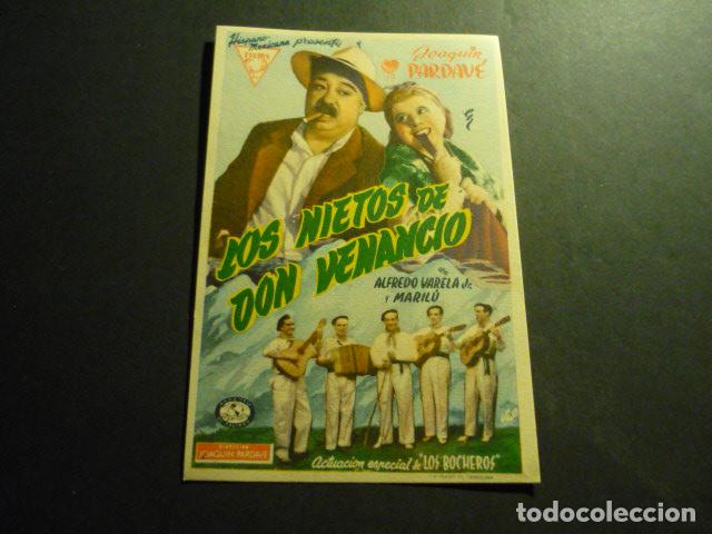  Flyers Publicitaires de films Anciens: LOS NIETOS DE DON VENANCIO PROGRAMA DE CINE SIN PUBLICIDAD