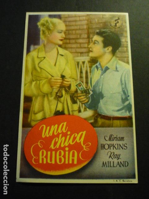 Cine: UNA CHICA RUBIA PROGRAMA DE CINE SIN PUBLICIDAD - Foto 1