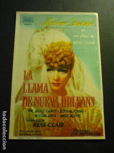 Flyers Publicitaires de films Anciens: LA LLAMA DE NUEVA ORLEANS PROGRAMA DE CINE SIN PUBLICIDAD