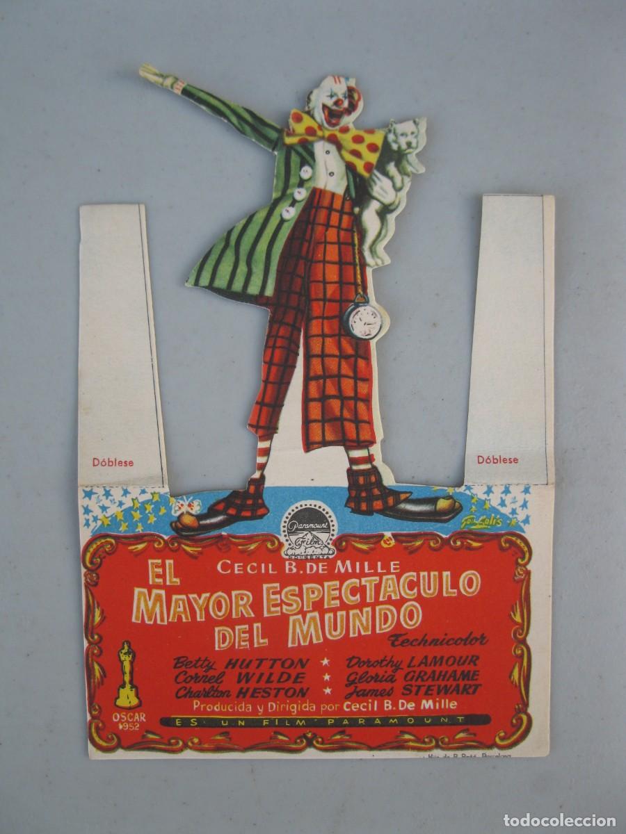  Flyers Publicitaires de films Anciens: EL MAYOR ESPECT&Aacute;CULO DEL MUNDO - FOLLETO DE MANO TROQUELADO DE LA PEL&Iacute;CULA - TER CINEMA (VERGES).