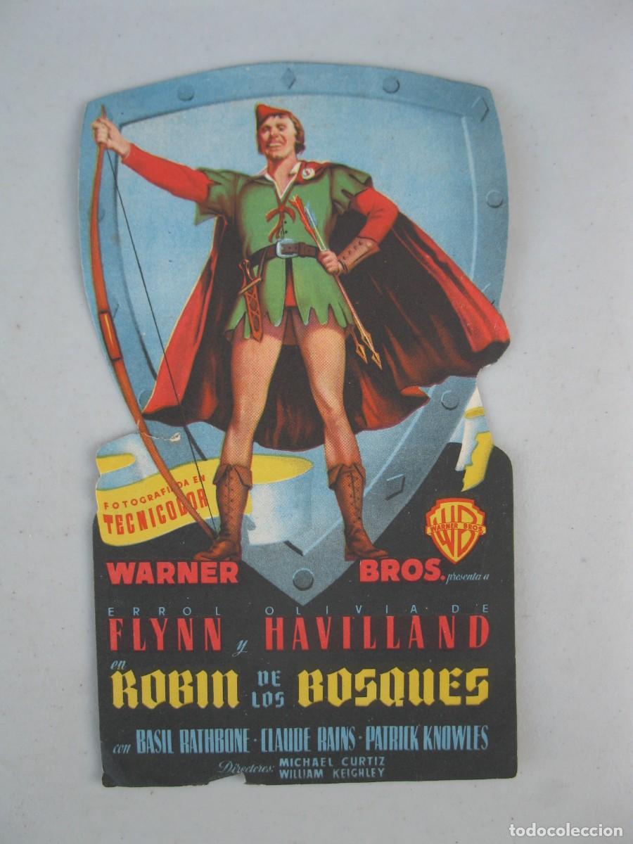  Flyers Publicitaires de films Anciens: ROBIN DE LOS BOSQUES - FOLLETO DE MANO TROQUELADO DE LA PEL&Iacute;CULA - CINE RECREO (VERGES).