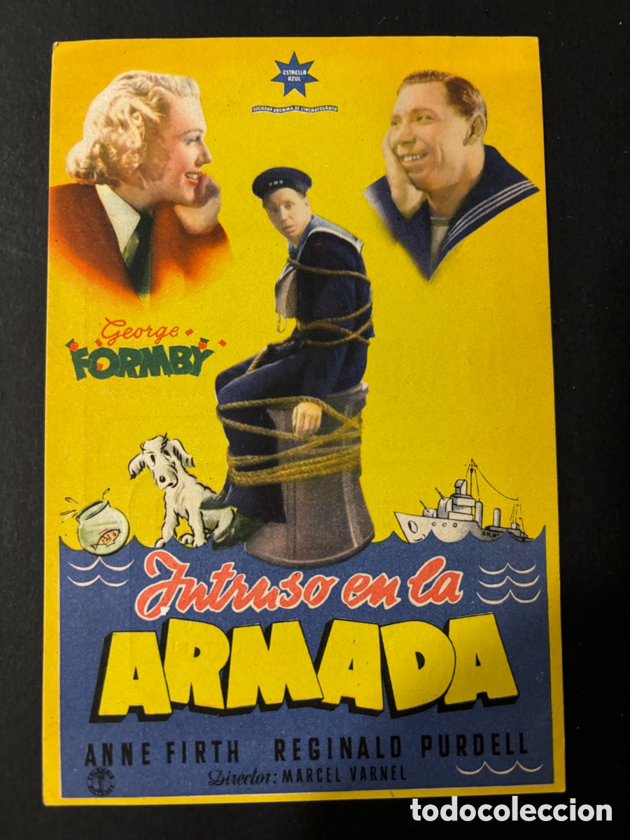  Foglietti di film di film antichi di cinema: Programa intruso en la armada George Formby con publicidad cine avenida Villanueva de la Serena A2