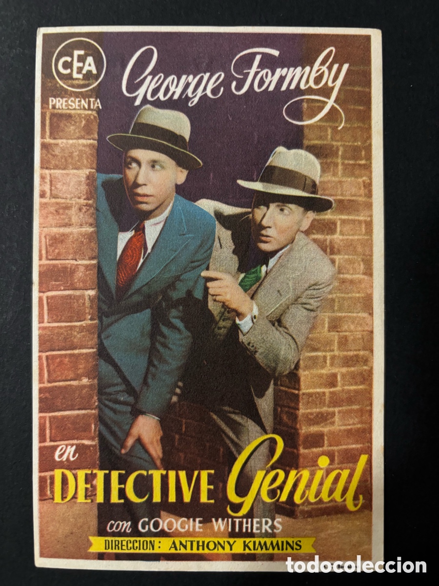  Foglietti di film di film antichi di cinema: Programa detective genial George formby con publicidad cine avenida A2