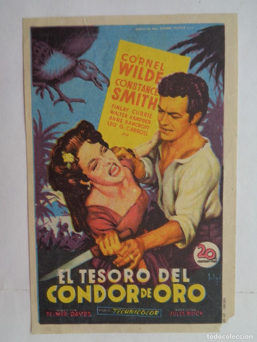  Flyers Publicitaires de films Anciens: FOLLETO DE MANO DE LA PELICULA &uml; EL TESORO DEL CONDOR DE ORO &uml;. CINE HELIOPOLIS DE SEVILLA, A&Ntilde;OS 50
