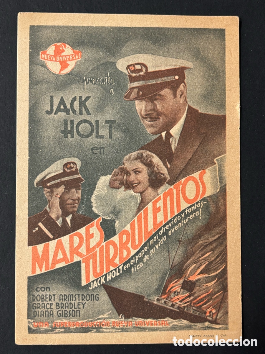  Foglietti di film di film antichi di cinema: Programa mares turbulentos jack holt con publicidad feria de muestras Barcelona A2