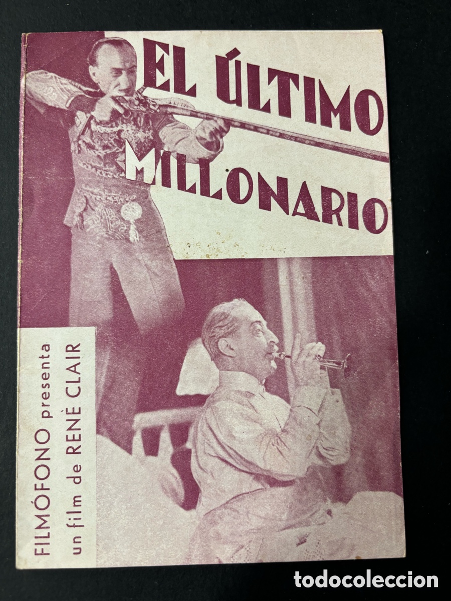  Foglietti di film di film antichi di cinema: Programa el &uacute;ltimo millonario Max dearly con publicidad cinema Alhambra A2
