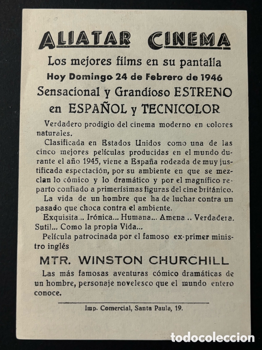 Cine: Programa coronel blimp Ant&oacute;n walbrook con publicidad aliatar cinema A2 - Foto 2