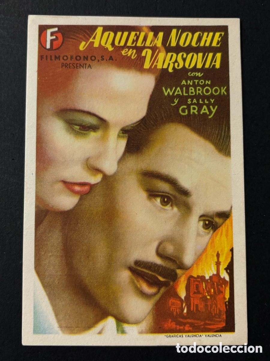 Cinema: Programa aquella noche en Varsovia Ant&oacute;n walbrook con publicidad cine Apolo valencia A2